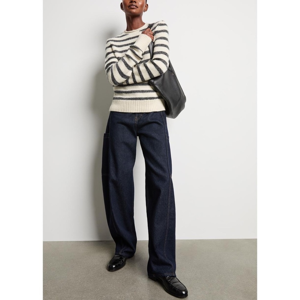 Alex Mill Raya Striped Sweater in White/Ash, Size M - Picture 2 of 9